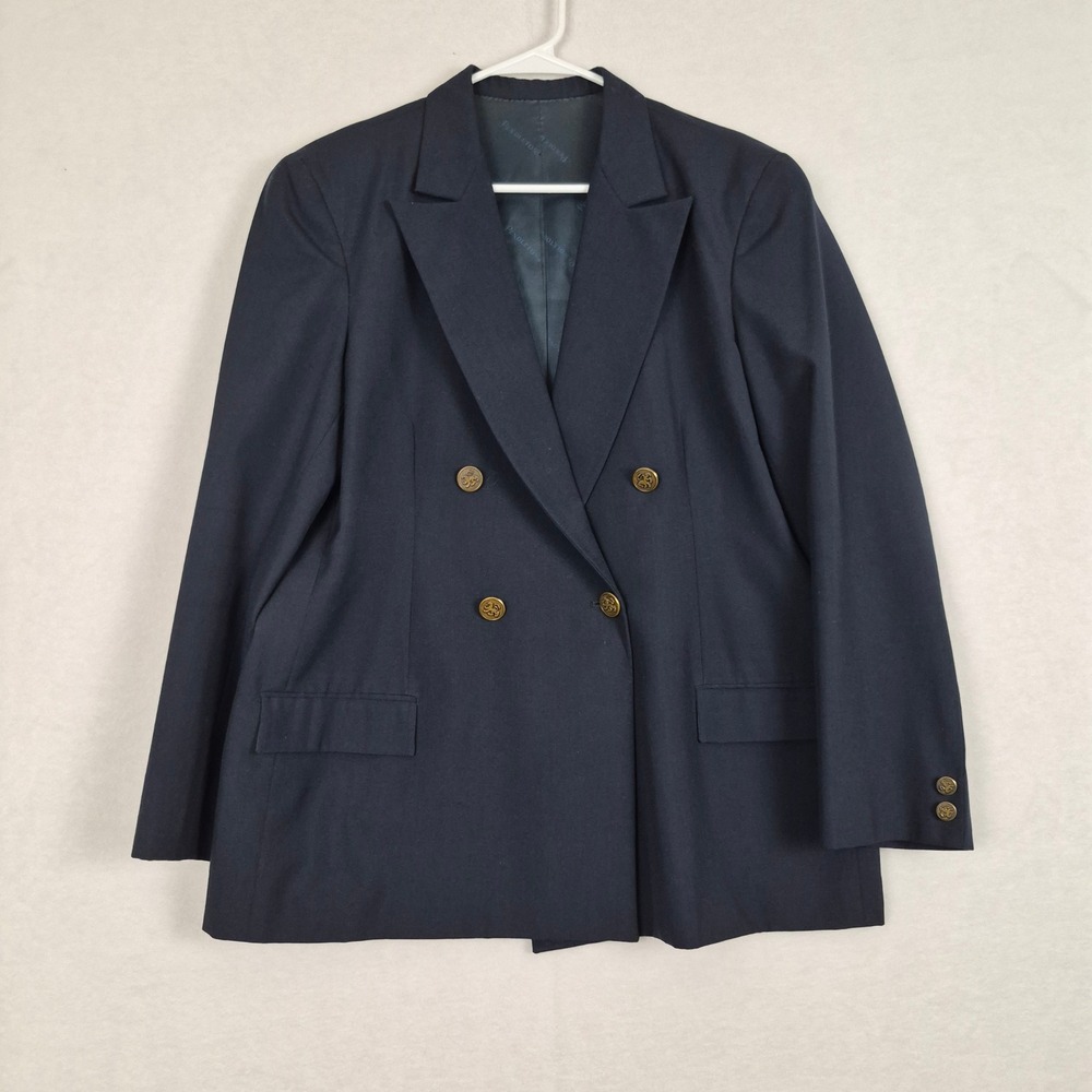 Pendleton Mens Navy Blue Double Breasted Blazer Gold Crest Buttons Jacket sz 44R